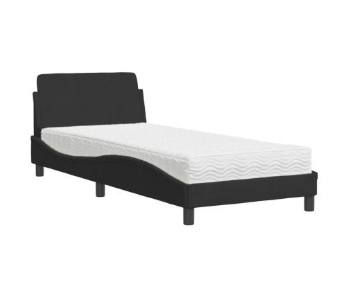 Cama con colchón terciopelo negro 90x190 cm