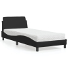 Cama con colchón cuero sintético negro 90x190 cm