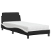 Cama con colchón cuero sintético negro y blanco 90x190 cm