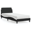 Cama con colchón cuero sintético negro y blanco 90x190 cm