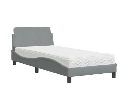 vidaXL Cama con colchón tela gris claro 90x200 cm