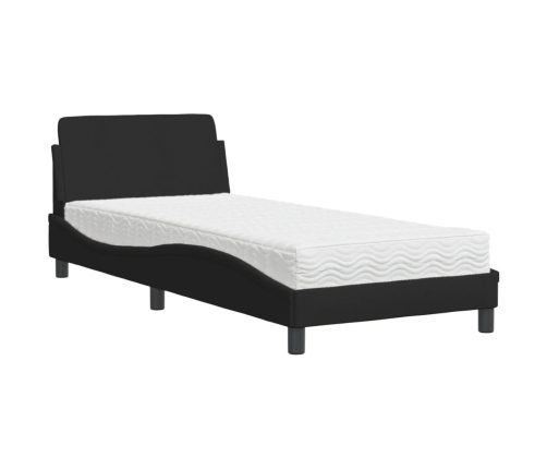 vidaXL Cama con colchón tela negro 90x200 cm