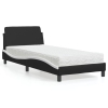 Cama con colchón cuero sintético negro y blanco 90x200 cm