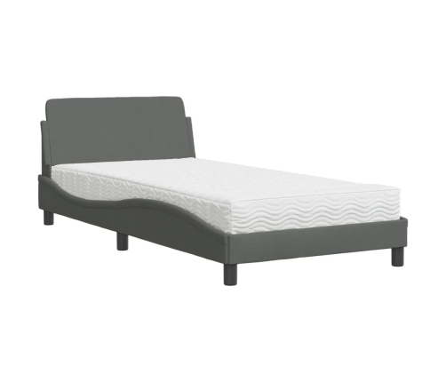 vidaXL Cama con colchón tela gris oscuro 100x200 cm