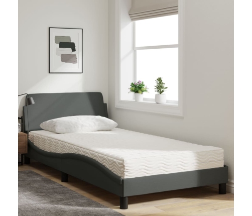 vidaXL Cama con colchón tela gris oscuro 100x200 cm