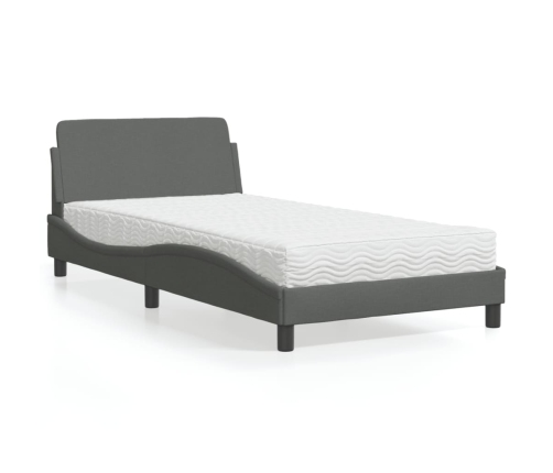 vidaXL Cama con colchón tela gris oscuro 100x200 cm