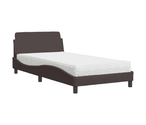 vidaXL Cama con colchón tela marrón oscuro 100x200 cm