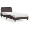 vidaXL Cama con colchón tela marrón oscuro 100x200 cm