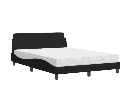 Cama con colchón tela negro 120x200 cm