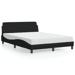 Cama con colchón tela negro 120x200 cm