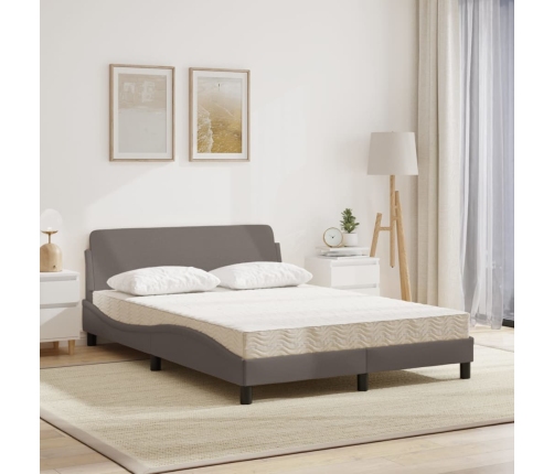 Cama con colchón tela gris taupe 120x200 cm