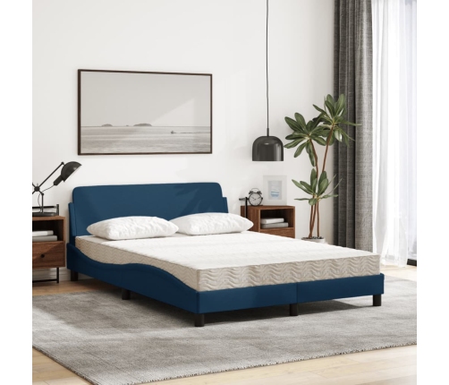 vidaXL Cama con colchón tela azul 120x200 cm