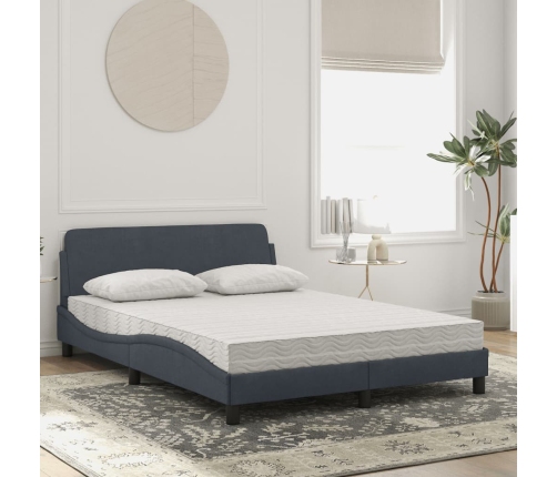 vidaXL Cama con colchón terciopelo gris oscuro 120x200 cm