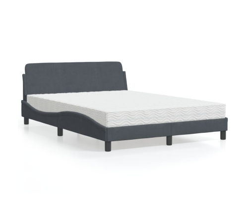 vidaXL Cama con colchón terciopelo gris oscuro 120x200 cm