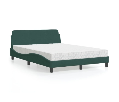 Cama con colchón terciopelo verde oscuro 120x200 cm