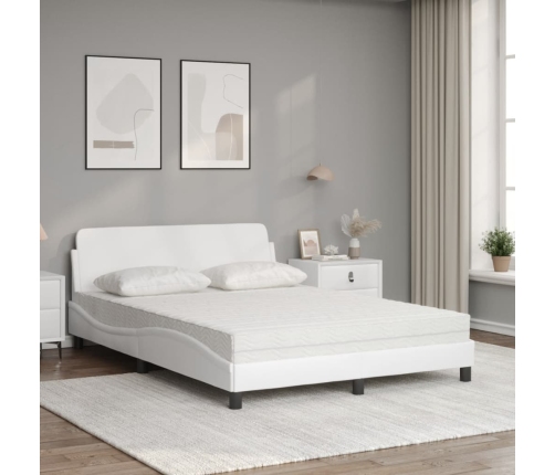 Cama con colchón cuero sintético blanco 120x200 cm