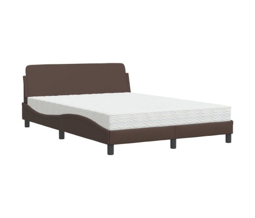 vidaXL Cama con colchón cuero sintético marrón 120x200 cm