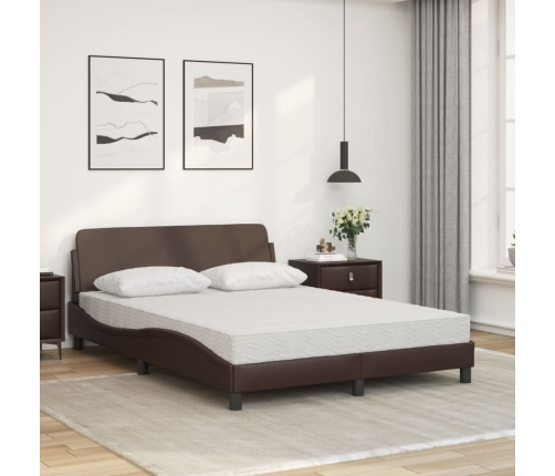 vidaXL Cama con colchón cuero sintético marrón 120x200 cm