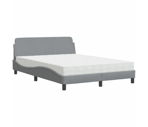 Cama con colchón tela gris claro 140x190 cm