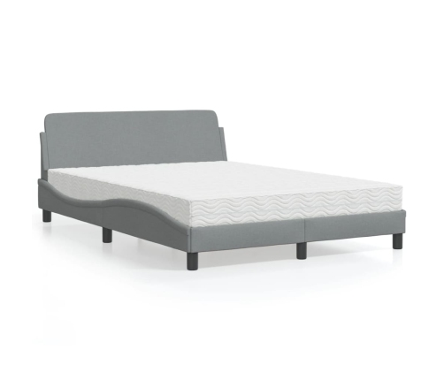 Cama con colchón tela gris claro 140x190 cm