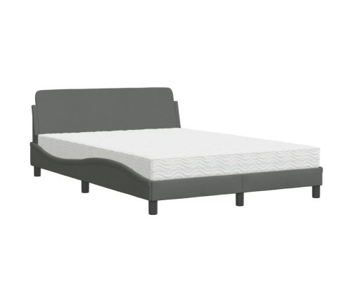 vidaXL Cama con colchón tela gris oscuro 140x190 cm