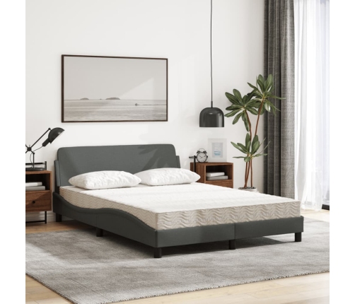 vidaXL Cama con colchón tela gris oscuro 140x190 cm