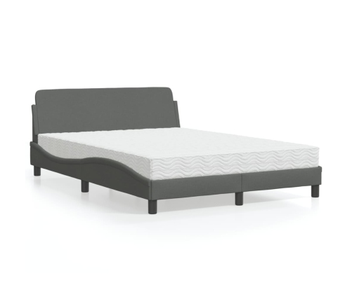 vidaXL Cama con colchón tela gris oscuro 140x190 cm