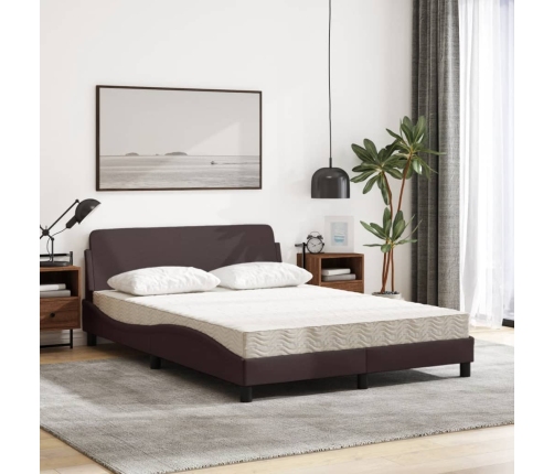 vidaXL Cama con colchón tela marrón oscuro 140x190 cm