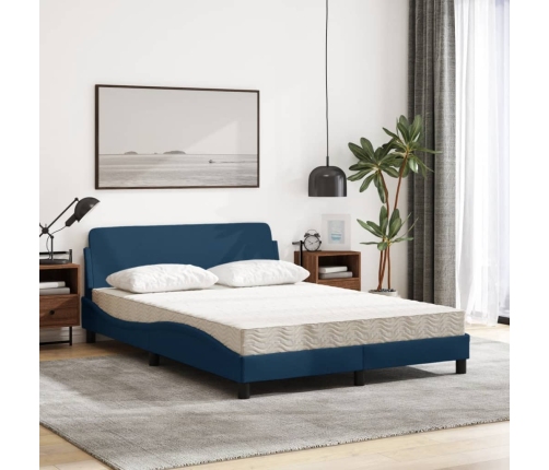 Cama con colchón tela azul 140x190 cm