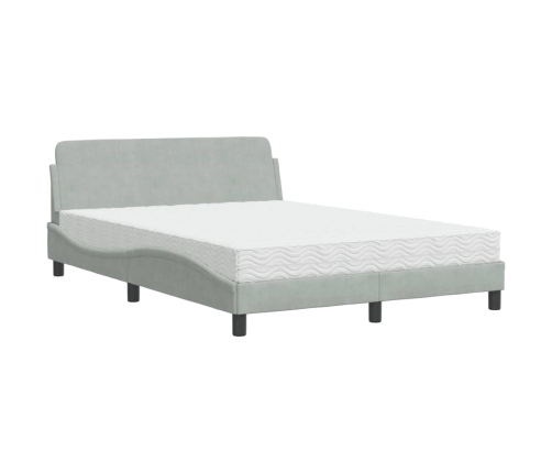 vidaXL Cama con colchón terciopelo gris claro 140x190 cm