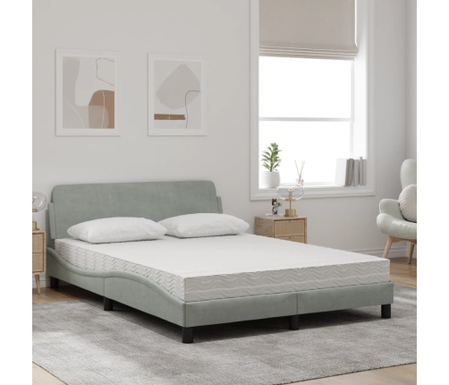 vidaXL Cama con colchón terciopelo gris claro 140x190 cm