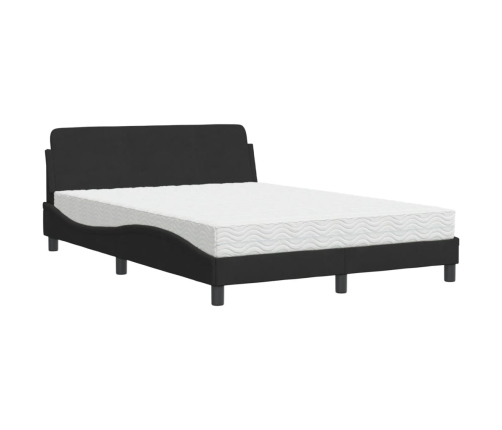 vidaXL Cama con colchón terciopelo negro 140x190 cm