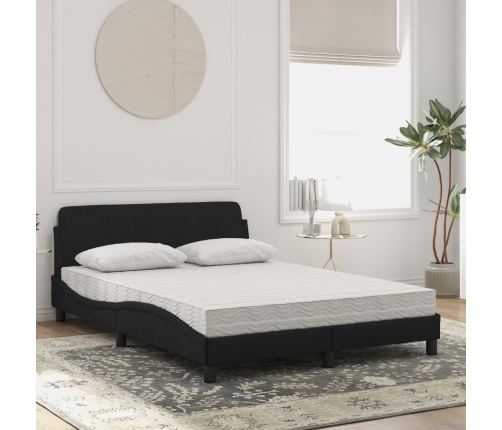 vidaXL Cama con colchón terciopelo negro 140x190 cm