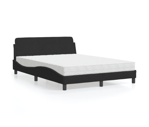 vidaXL Cama con colchón terciopelo negro 140x190 cm