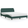 Cama con colchón terciopelo verde oscuro 140x190 cm