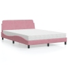 Cama con colchón terciopelo rosa 140x190 cm