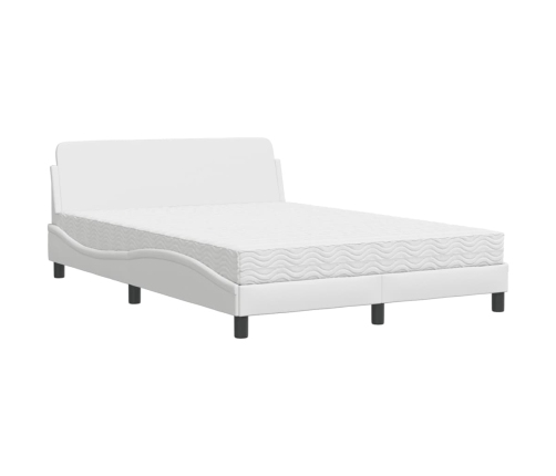 vidaXL Cama con colchón cuero sintético blanco 140x190 cm