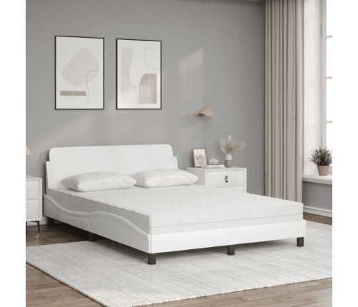 vidaXL Cama con colchón cuero sintético blanco 140x190 cm