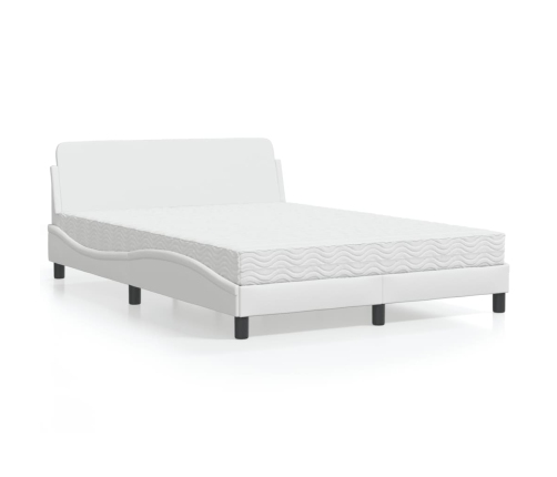 vidaXL Cama con colchón cuero sintético blanco 140x190 cm