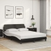 Cama con colchón cuero sintético negro y blanco 140x190 cm