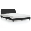 Cama con colchón cuero sintético negro y blanco 140x190 cm