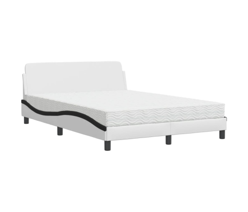 vidaXL Cama con colchón cuero sintético blanco y negro 140x190 cm