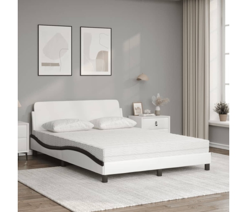 vidaXL Cama con colchón cuero sintético blanco y negro 140x190 cm