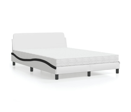 vidaXL Cama con colchón cuero sintético blanco y negro 140x190 cm