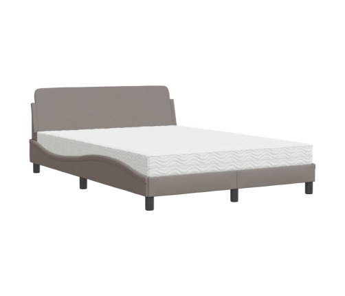 vidaXL Cama con colchón tela gris taupe 140x200 cm