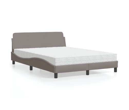 vidaXL Cama con colchón tela gris taupe 140x200 cm