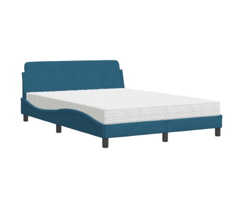 Cama con colchón terciopelo azul 140x200 cm