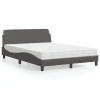 vidaXL Cama con colchón cuero sintético gris 140x200 cm