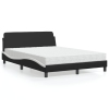 vidaXL Cama con colchón cuero sintético negro y blanco 140x200 cm