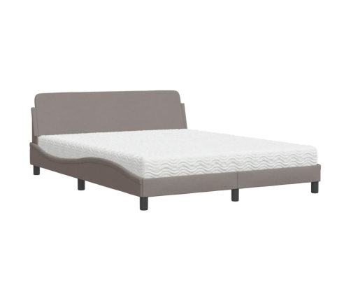 Cama con colchón de tela gris taupe 160x200 cm